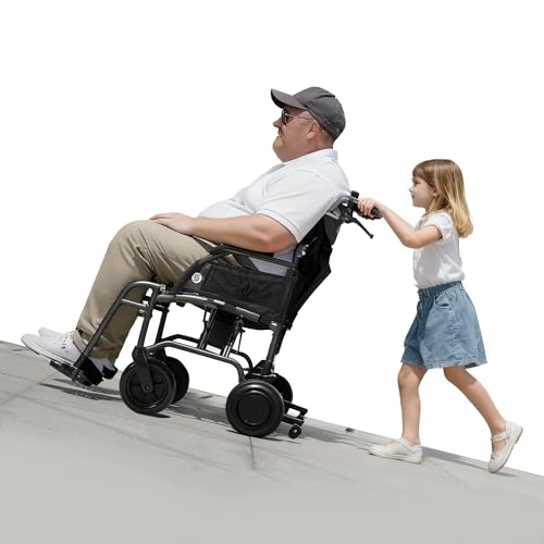 Lightweight Electric Power Assist Transport Wheelchair for Adults